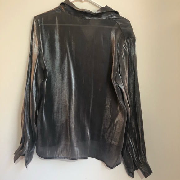 Joan Leslie 14 P silver  button up blouse - Picture 4 of 5